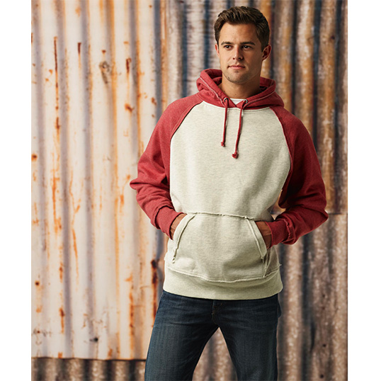 J. America Vintage Heathered Hoodie 8885 - Model Image