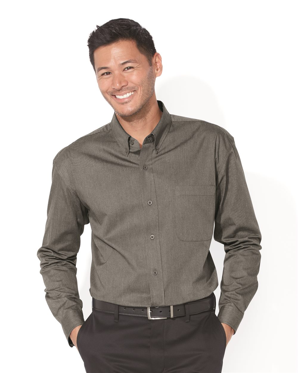 FeatherLite Long Sleeve Stain-Resistant Twill Shirt 3281 - Model Image